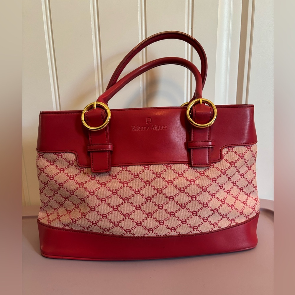 Like New! Etienne Aigner Canvas and Leather Handbag Vintage Purse